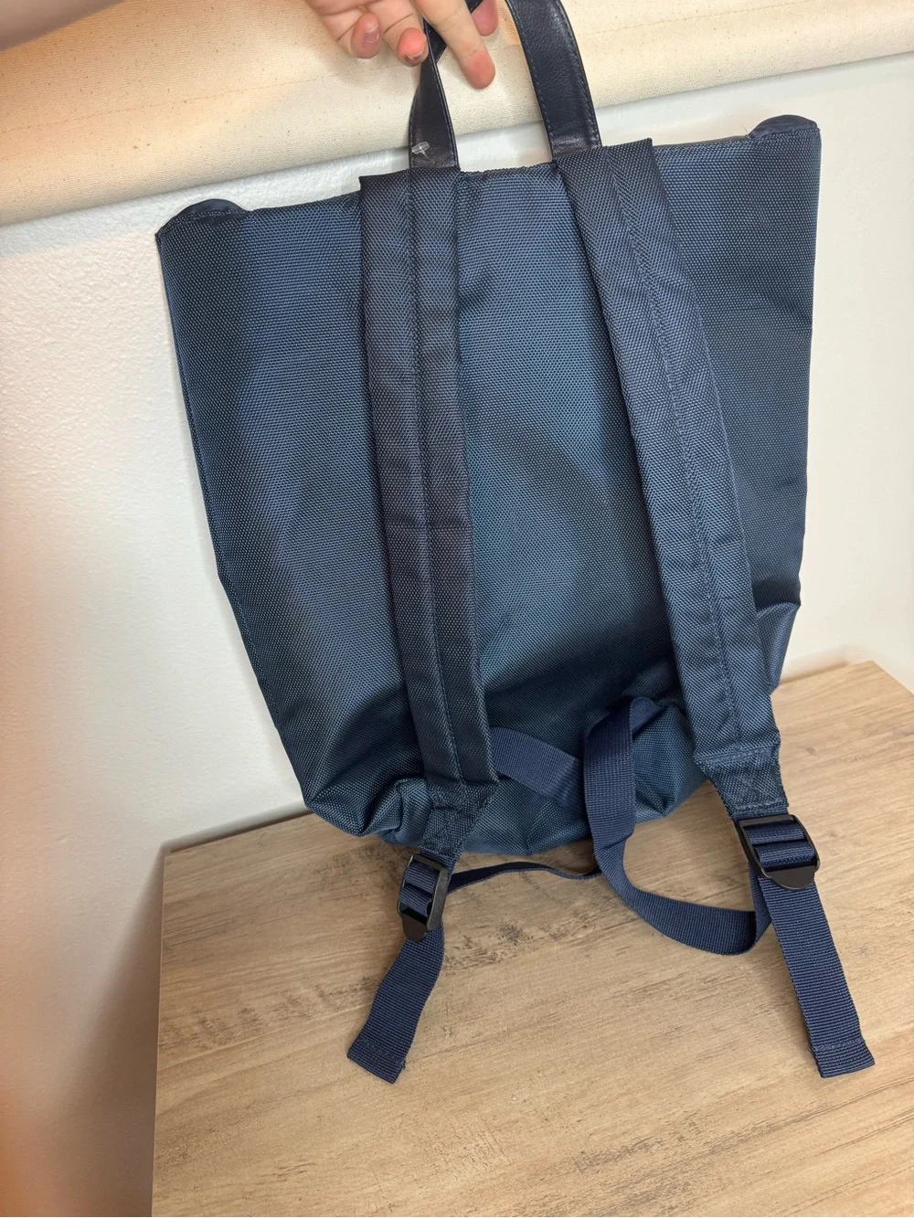 Jimmy Choo Parfums Navy Blue & Black Drawstring Backpack